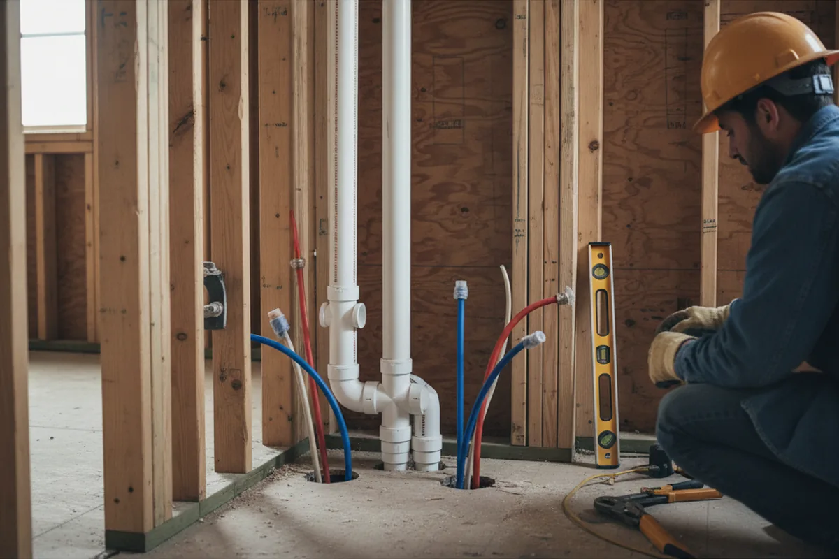 Drain and supply rough-in during Drain Cleaning in Lyle